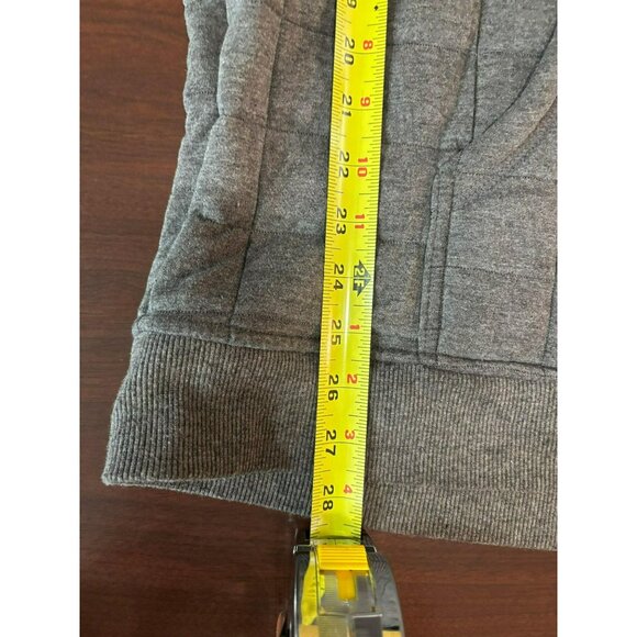 Quilted Gray Hooded Pullover Sweatshirt With Kangaroo Pocket‎ & Button Closure - Picture 16 of 16